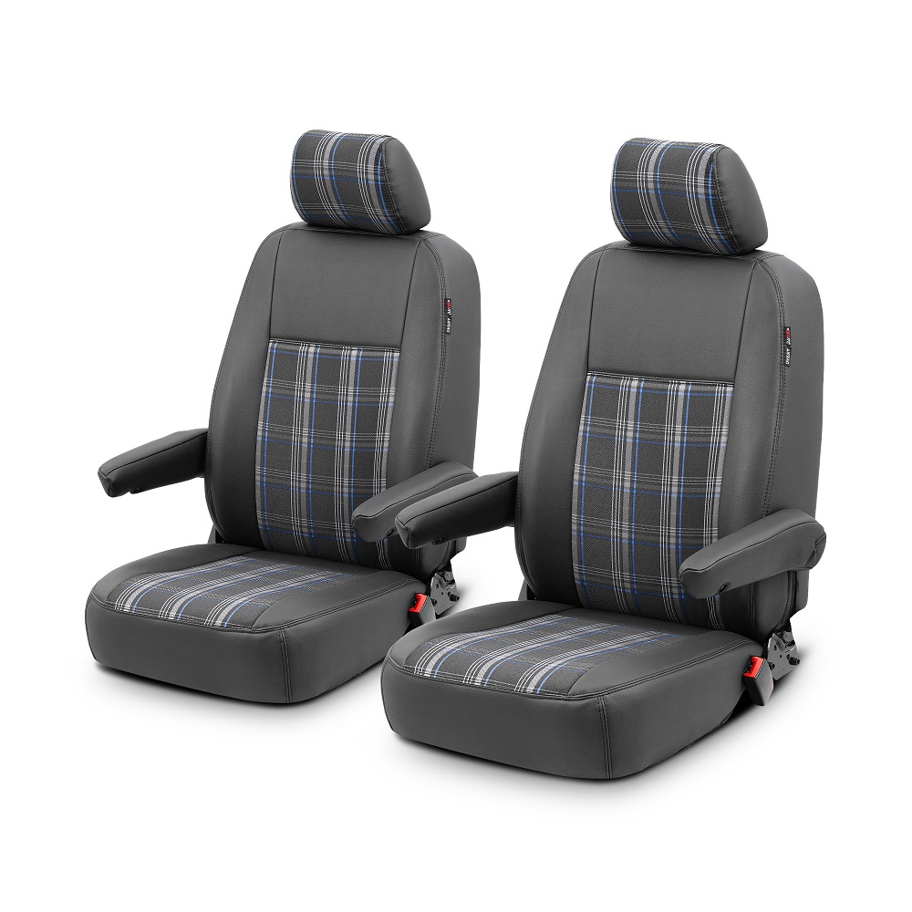 Housses de siège adaptées pour Volkswagen Golf Plus, Sportsvan (2004-2019)  - housse siege voiture universelles - couverture siege - UNE-4 Motif 4  (gris)